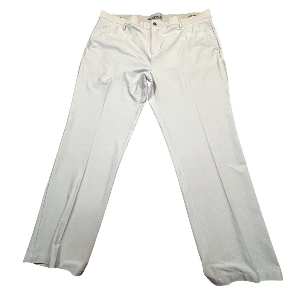 Adidas Golf Pants Men 38x30 Gray Performance Stretch Flat Front Athletic Classic